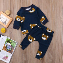 Load image into Gallery viewer, Baby Boy Clothes T shirt Hoodies and Long Pants Long Sleeve Outfits For Boys Pajamas With Bear Deisgn In Modern Style