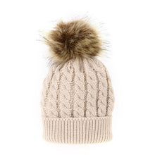 Load image into Gallery viewer, Fashion Parent-child Caps Cute Infant Baby Pom Pom Cap Winter Double Fur Ball Hat Baby Mom Warm Knitted Hat
