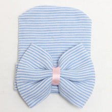 Load image into Gallery viewer, Newborn Baby Girls Striped Headband Headwear Toddler Soft Hat with Bow For Baby Girls