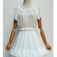 Load image into Gallery viewer, White Off the Shoulder Women's Chiffon Crop Top Short Batwing Sleeve Chiffon Blouse