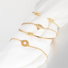 Load image into Gallery viewer, Fashion Bohemia Leaf Round Knot Cuff Bangle Gold Chain Charm Bracelet for Women Simple Geometric Bracelets Luxury Jewelry