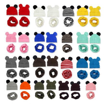 Load image into Gallery viewer, Baby Hat Cotton Ear Cap For Boys And Girls Winter Hat Scarf Set Children Boys Cap Scarf