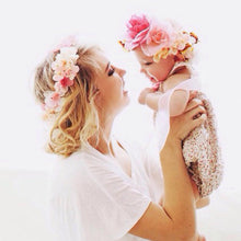Load image into Gallery viewer, Luxury Handamde Mommy and Baby Flower Headband Large Flower Crown Mother Kids Flowers Headwear For Celebration