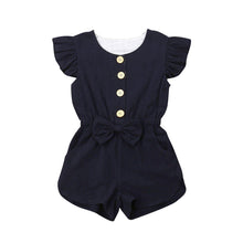 Load image into Gallery viewer, Baby Toddlers Baby Girl Button Sleeveless Ruffle Playsuit Jumpsuit Outfits For Girls