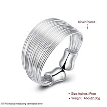 Load image into Gallery viewer, Women'S Silver Plated Ring Engagement Wedding Bridal Jewelry Adjustable Size Open Finger Ring Made Of Many Silvery Threads