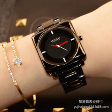 Load image into Gallery viewer, HK Brand Wristwatches Quartz-Watches High-Grade Women's Watches Rose Gold Black Stainless Steel Strap Joker Square Simple Luxury