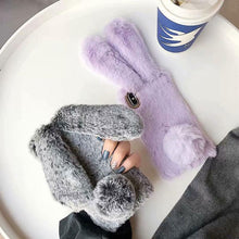 Load image into Gallery viewer, Cute Stuffed Plush Fluffy Case For iPhone 13 12 11 Pro XS Max X XR 12Mini Rabbit Ears Furry fluffy Fur Plush Warm Cover for iPhone 6 6S 7 8 Plus Phone Case