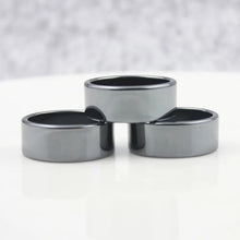 Load image into Gallery viewer, Fashion Jewelry smooth 10mm Width Flat Black Female Hematite Natural Couple Men's Women's Rings Christmas Gifts for the new year