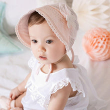 Load image into Gallery viewer, Cute Princess Baby Hat With Bow Solid Color Lace Hollow for Baby Girl Cap Toddler Kids Beach Bucket Hats In Retro Design