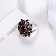 Load image into Gallery viewer, Silver Garnet Ring 925 Jewelry Gemstone 7.54ct Natural Black Garnet Rings for Women's Fine Jewelry Classic Design Christmas Gift