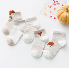 Load image into Gallery viewer, 5 Pairs Cute Summer Breathable Mesh Cotton Infant Baby Socks For Newborn Boys And Girls