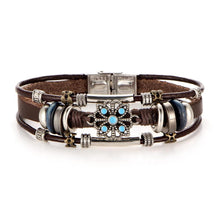 Load image into Gallery viewer, BOHO Tibet Stone Feather Multilayer Leather Bracelet Eye Fish Charms Beads Bracelets For Men Vintage Punk Wrap Wristband Cool Jewelry