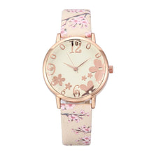 Load image into Gallery viewer, Girl Luxury Watch Women New Fashion Embossed Flowers Small Fresh Printed Belt Dial Watch Female Student Quartz Watch For Women and Girls
