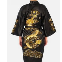 Load image into Gallery viewer, Burgundy Chinese Women's Traditional Silk Satin Robe Embroidery Dragon Kimono Yukata Bath Gown Oversize S M L XL XXL XXXL A135