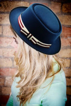 Load image into Gallery viewer, Retro Winter Wool Boater Flat Top Hat For Women's Men' Felt Chapeu de Feltro Gambler Prok Pie Fedora Hat With Fashion Bowkno 20