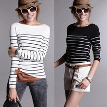 Load image into Gallery viewer, YSC Hot Sales Classic style Women's Knitted Cashmere Wool Sweater Black and white stripes Keep warm High-quality pullovers