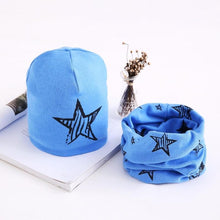 Load image into Gallery viewer, Star Print Cotton Hat And Scarf Baby Beanie Kids Caps Children's Accessories For Boys and Girls