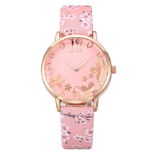 Load image into Gallery viewer, Girl Luxury Watch Women New Fashion Embossed Flowers Small Fresh Printed Belt Dial Watch Female Student Quartz Watch For Women and Girls