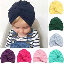Load image into Gallery viewer, Baby Hat Cotton Soft Turban Knot Girl Summer Hat Bohemian style Kids Newborn Cap for Baby Girls