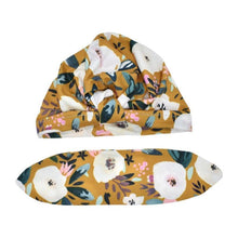 Load image into Gallery viewer, Cute Print baby Turban Caps For Infant Newborn Kids Stylish Cotton Flower Printed Cap for Toddlers In Elegant Modern Design