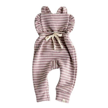 Load image into Gallery viewer, Newborn Baby Girl Boy Backless Striped Ruffle Romper Overalls Jumpsuit Clothes In Retro Syle For Boys And Girls