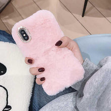 Load image into Gallery viewer, Cute Stuffed Plush Fluffy Case For iPhone 13 12 11 Pro XS Max X XR 12Mini Rabbit Ears Furry fluffy Fur Plush Warm Cover for iPhone 6 6S 7 8 Plus Phone Case