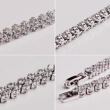 Load image into Gallery viewer, Women Silver Color Rose Gold Bracelet for Female Crystal Heart Charm Bracelet For Women Bridal Wedding Fine Luxury Jewelry Gift
