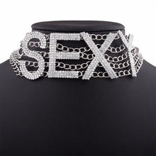 Load image into Gallery viewer, Rhinestone Choker Necklace Luxury Fashion Crystal Jewellery Sexy Word Chocker Bling Glam Sparkly Women's Jewelry Accessories
