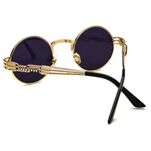 Load image into Gallery viewer, Peekaboo vintage retro gothic steampunk mirror sunglasses gold and black sun glasses vintage round circle men UV gafas de sol