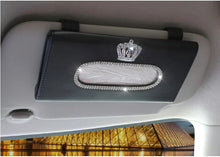 Load image into Gallery viewer, Fashion Crown Crystal Car Tissue Box Sun Visor Leather Auto Tissue Bag Sunvisor Hanging Holder Case Napkin For Car Accessories