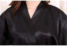 Load image into Gallery viewer, New Black Chinese Women's Faux Silk Robe Bath Gown Hot Sale Kimono Yukata Bathrobe Solid Color Sleepwear S M L XL XXL NB032