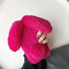 Load image into Gallery viewer, Cute Stuffed Plush Fluffy Case For iPhone 13 12 11 Pro XS Max X XR 12Mini Rabbit Ears Furry fluffy Fur Plush Warm Cover for iPhone 6 6S 7 8 Plus Phone Case