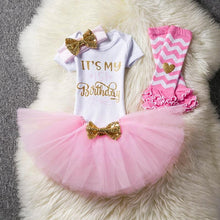 Load image into Gallery viewer, Baby First Birthday Outfits Tutu Tulle for 1 Year Party Fluffy Pink Communion Toddler Christening Gown Dresses For Girls