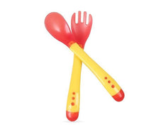 Load image into Gallery viewer, 1 Set Children Kids Tableware Temperature Silicone Soft Spoon Fork Cutlery Feeding Dish Infant Boys and Girls Unique Baby Feeding Tool