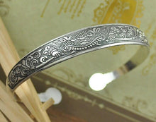 Load image into Gallery viewer, Big Elegant Luxury Amazing Classic Fashion Flower Metal Tibetan Indian Silver Vintage Retro Fashion Cuff Bracelet Bangle For Woman With Details of Animals