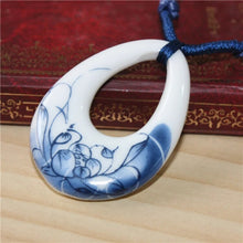 Load image into Gallery viewer, Miredo jewelry wholesale ceramic retro style necklaces women's pendant artware rope chain boondoggle free shipping #1119