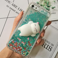 Load image into Gallery viewer, 3D Cat Case For Iphone 5s Se 7 7 Plus Case Liquid Quicksand Glitter Silicone Case For Iphone 8 8 Plus X 6 6s Cover Rubber Silicone Phone Case