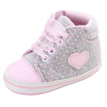 Load image into Gallery viewer, Infant Newborn Baby Girls Dots Heart Autumn Lace-Up First Walkers Sneakers Cotton Soft Sole Shoes For Girl