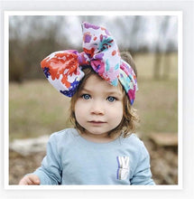 Load image into Gallery viewer, Handmade Bow Flowers Baby Headbands Printed Bowknot Elastic Baby Turban Newborn Hair Accessories For Baby Girls