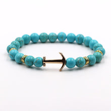 Load image into Gallery viewer, Modern Color Natural Stone Amazing Anchor Elegant Bracelet Nice Arrow White Black Onyx Lava Beads Luxury Bracelets For Women And Men Jewelry