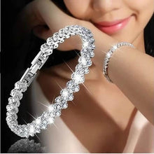 Load image into Gallery viewer, Women Silver Color Rose Gold Bracelet for Female Crystal Heart Charm Bracelet For Women Bridal Wedding Fine Luxury Jewelry Gift