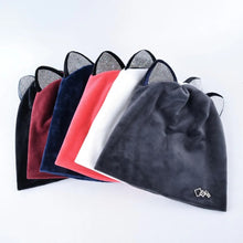 Load image into Gallery viewer, Autumn Winter Women's Beanies Cat Hat Ladies Warm Velvet Skullies Cap With Flashing Rhinestone Ear Flaps Girls Cute Bonnet Touca