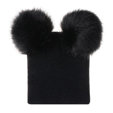 Load image into Gallery viewer, New Trend Baby Winter Hat Knitted Warm Double Fur Pompom Caps Beanies For Girls In Modern Design
