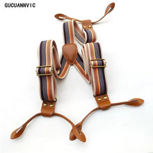 Load image into Gallery viewer, 3*100Cm Vintage Men's Suspenders Pants 6 Buckles Suspenders Men Adjustable Elasticity Strap Suspenders Women's Pants Braces Man