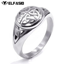 Load image into Gallery viewer, Women's Girl's Celtic Knot Silver Gold Stainless Steel Ring Jewelry