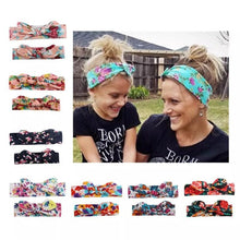 Load image into Gallery viewer, Mother & Baby Headbands Print Floral Elastic Hair Bands Parent-Child Hair Accessories Bow For Baby Girls Bow in Modern Design