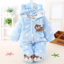 Load image into Gallery viewer, Modern Winter Baby Bear Animal Costume Hooded Romper Warm Flannel Plush Jumpsuit For Girls and Boys