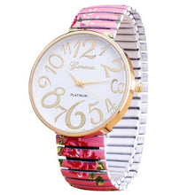 Load image into Gallery viewer, Watch Beautiful Flowers Print Design Luxury Women Elasticity Shrink Bracelet Quartz Wrist Watch For Women Ladies and Girls