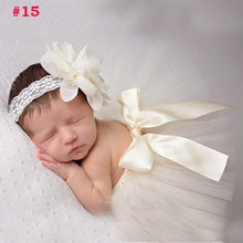 Load image into Gallery viewer, Luxury Modern Elegant Baby Girl Tulle Tutu Skirt and Flower Headband Set Newborn Dress With Big Bow And With Headband
