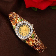Load image into Gallery viewer, Elegant Watch Gold Luxury Women Watch Colorful Abstract Enamel Paint Crystal Rhinestone Bangle Wristwatches Bracelet Watch For Women Ladies and Girls